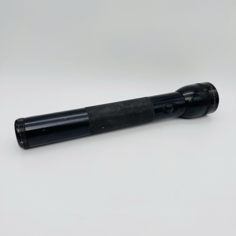 Mag-Lite Flashlight 3 D Cell Black Vintage Mag Light 12" Tested & Working